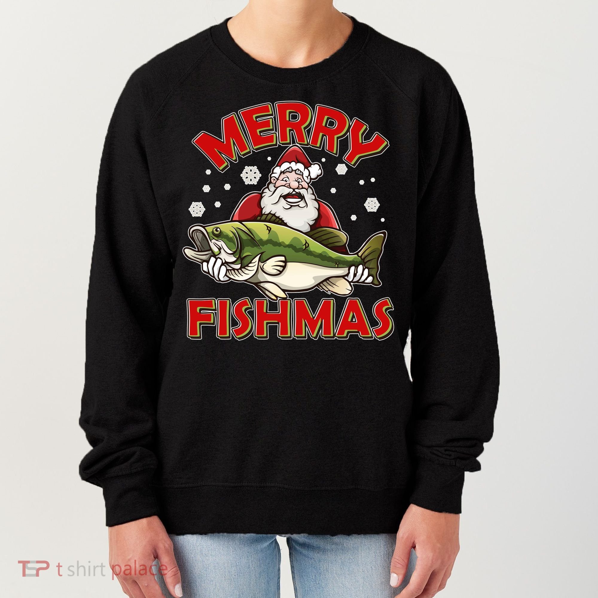 Merry Fishmas Christmas Fish Santa Women's Sweatshirt