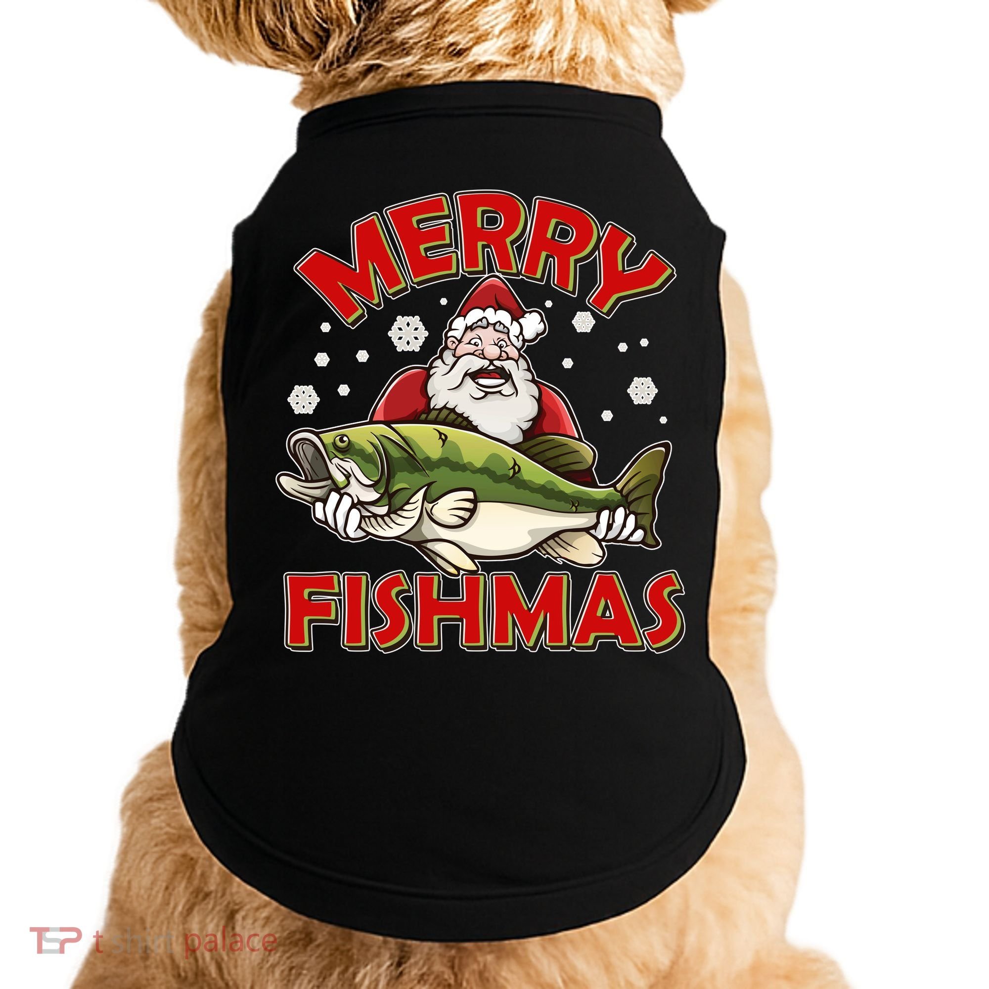Merry Fishmas Christmas Fish Santa Doggie Tank