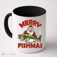 Merry Fishmas Christmas Fish Santa Coffee Mug thumb 0