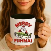 Merry Fishmas Christmas Fish Santa Coffee Mug thumb 3