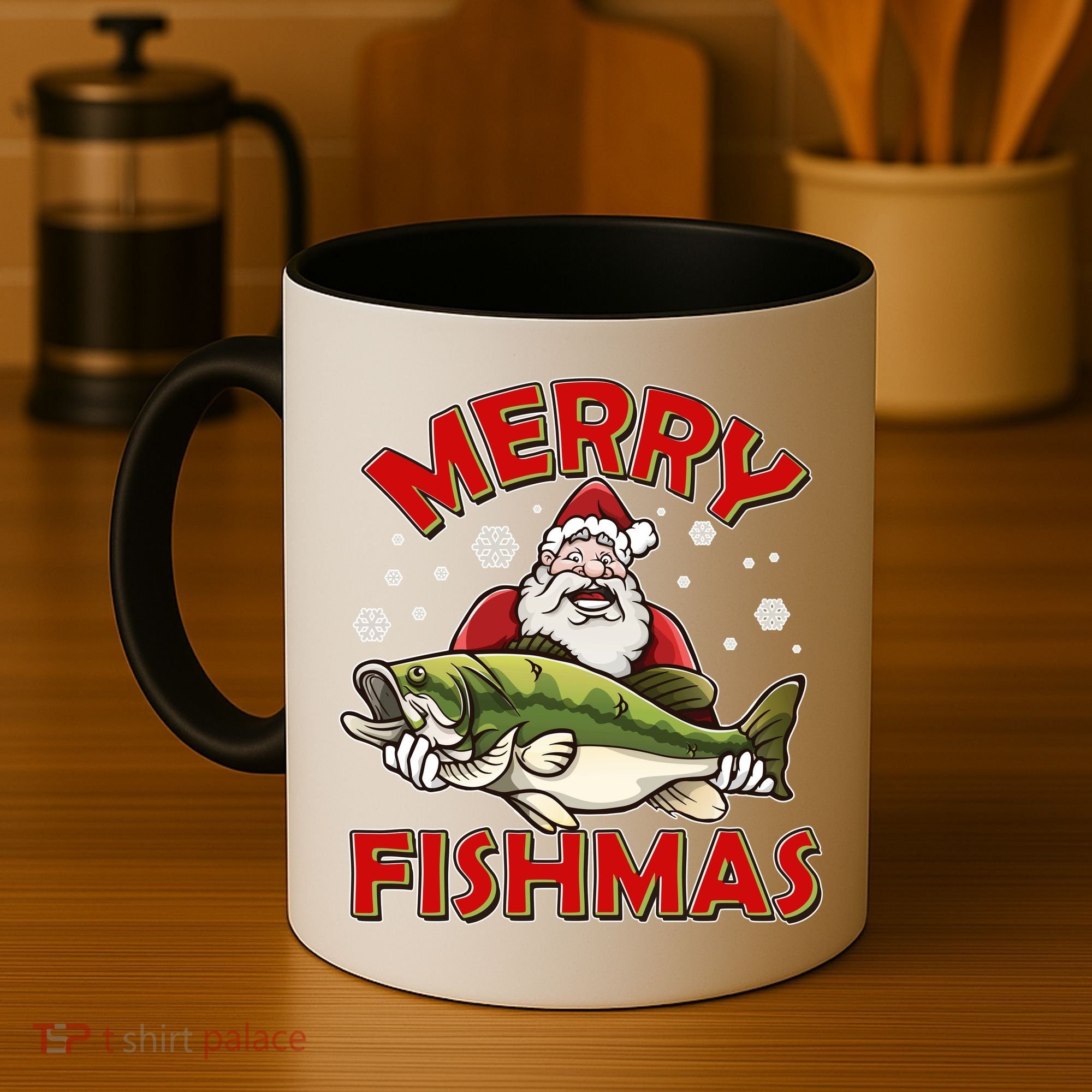 Merry Fishmas Christmas Fish Santa Coffee Mug