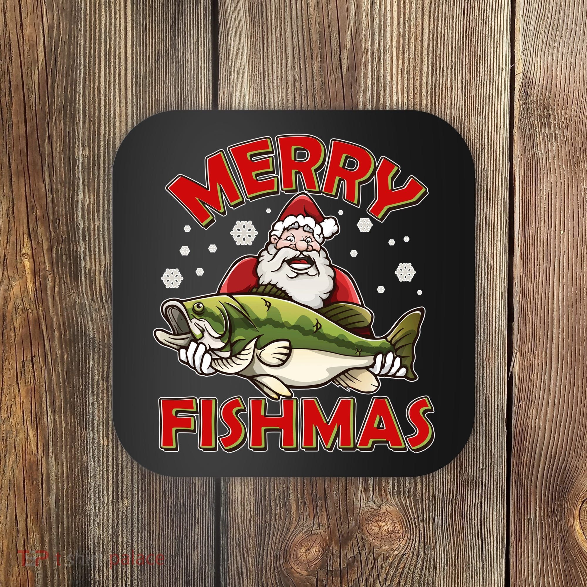 Merry Fishmas Christmas Fish Santa Coaster