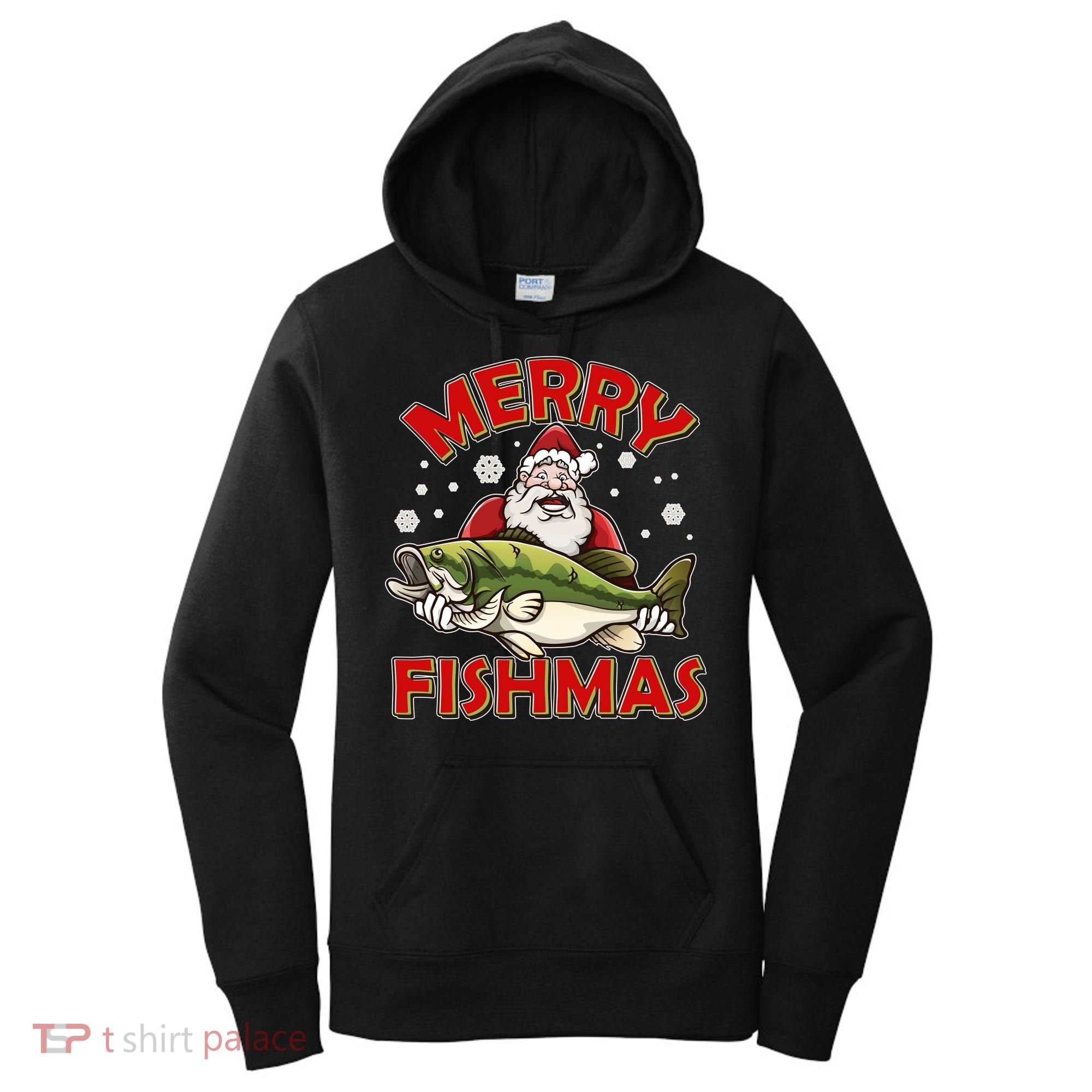 Merry Fishmas Christmas Fish Santa Women's Hoodie