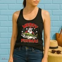 Merry Fishmas Christmas Fish Santa Women's Tank Top thumb 2