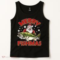 Merry Fishmas Christmas Fish Santa Tank Top thumb 2