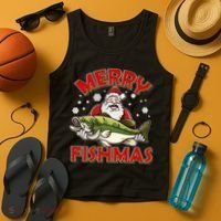 Merry Fishmas Christmas Fish Santa Tank Top thumb 4