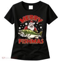 Merry Fishmas Christmas Fish Santa Women's T-Shirt thumb 0