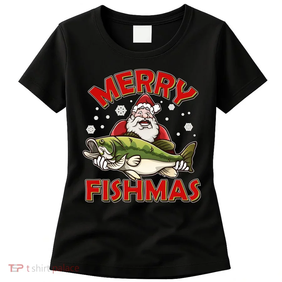 Merry Fishmas Christmas Fish Santa Women's T-Shirt