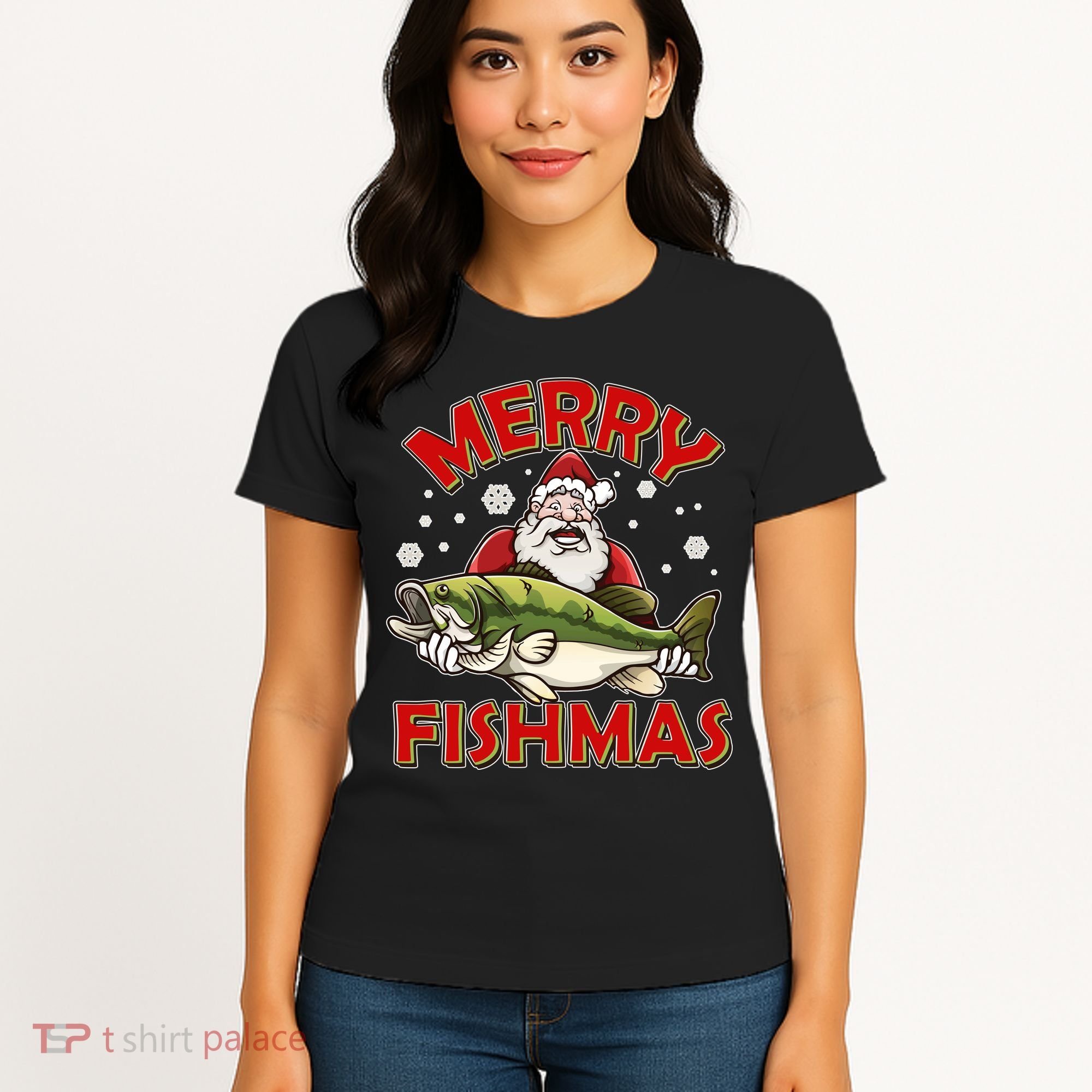 Merry Fishmas Christmas Fish Santa Women's T-Shirt