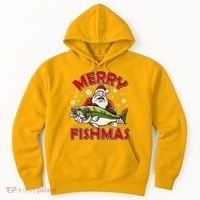 Merry Fishmas Christmas Fish Santa Hoodie thumb 0