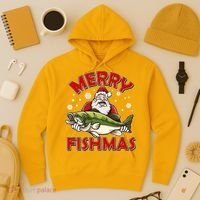 Merry Fishmas Christmas Fish Santa Hoodie thumb 3
