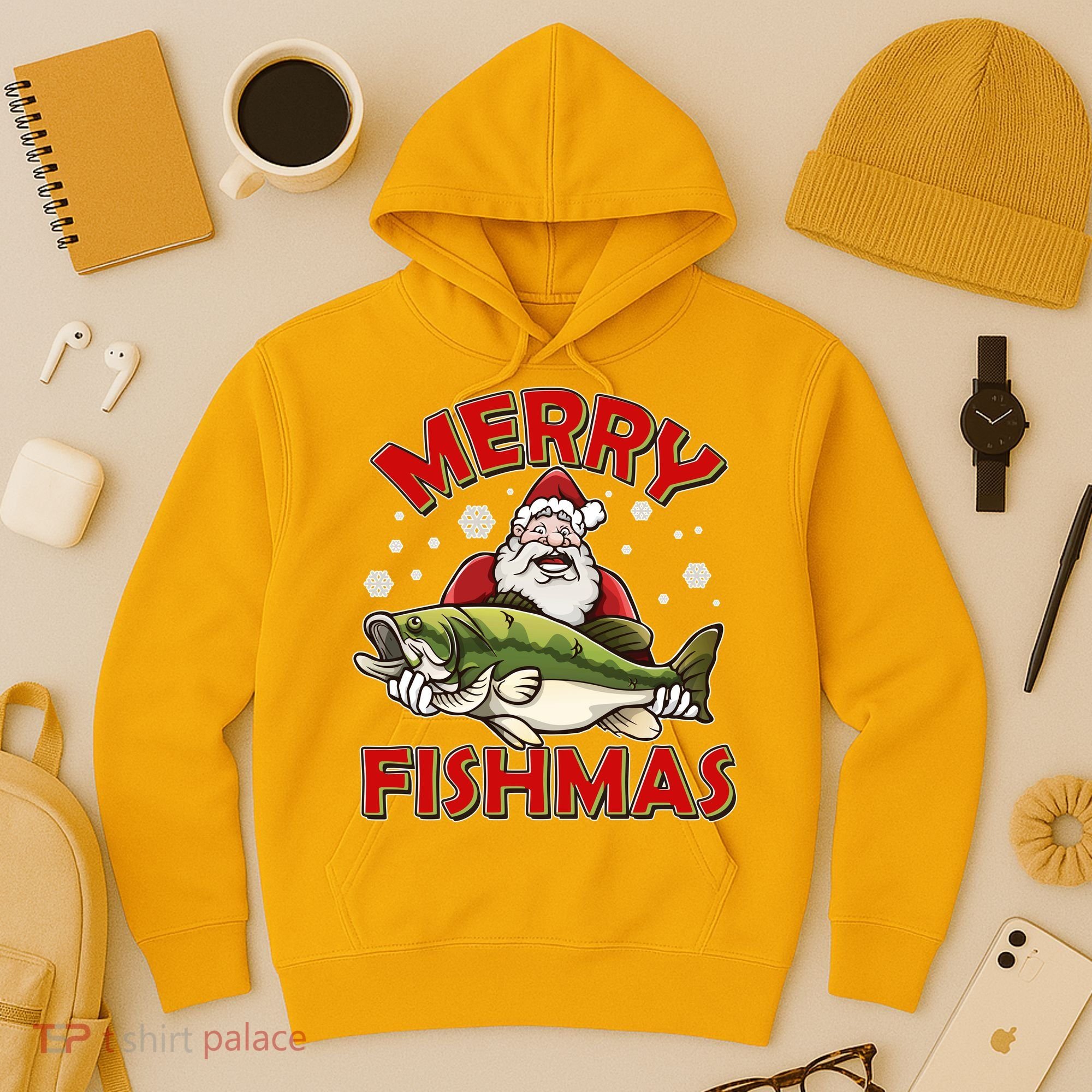 Merry Fishmas Christmas Fish Santa Hoodie