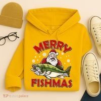 Merry Fishmas Christmas Fish Santa Hoodie thumb 4