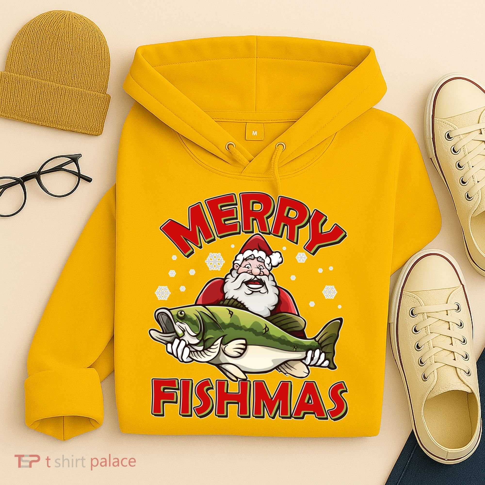 Merry Fishmas Christmas Fish Santa Hoodie