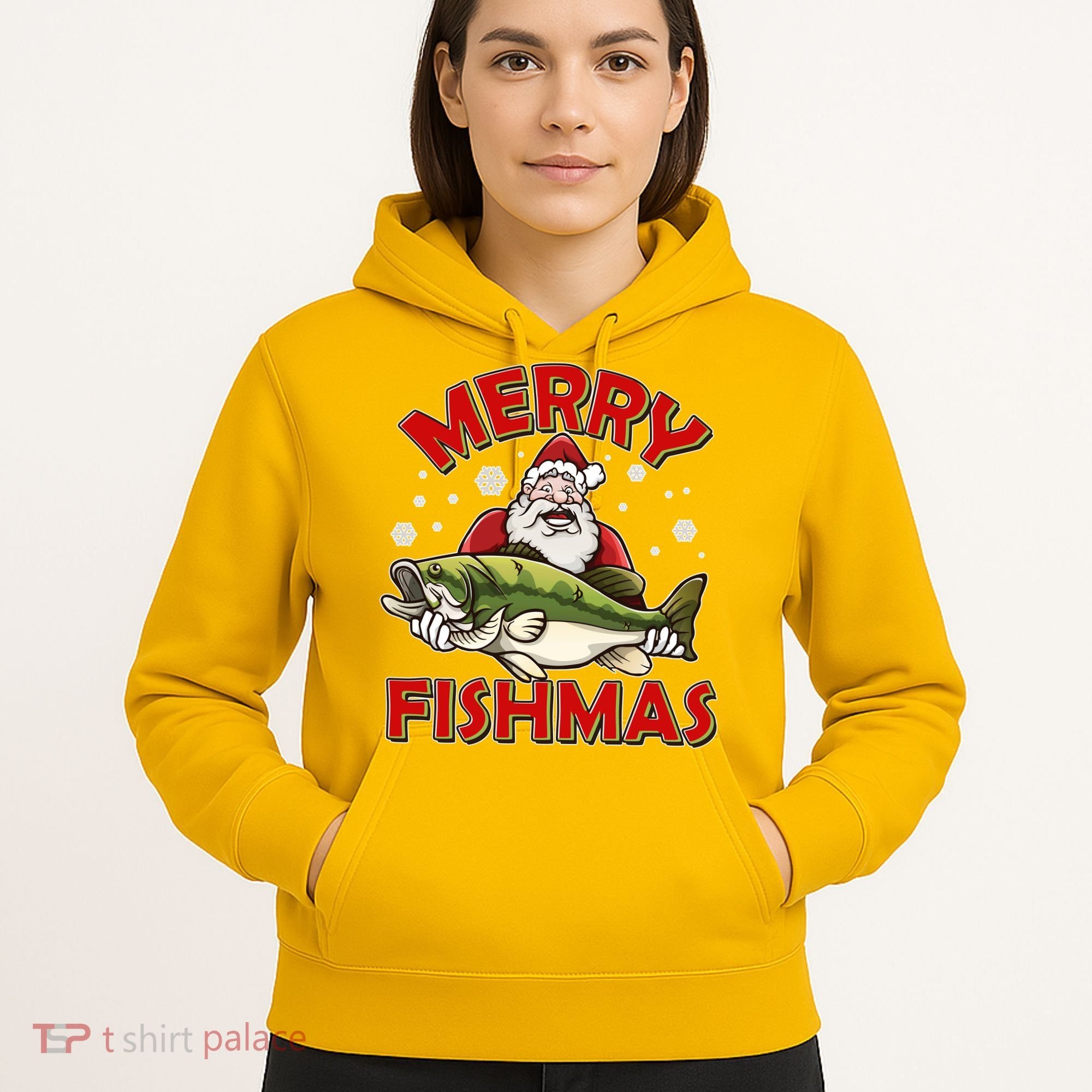 Merry Fishmas Christmas Fish Santa Hoodie