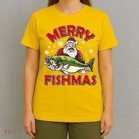 Merry Fishmas Christmas Fish Santa T-Shirt thumb 4