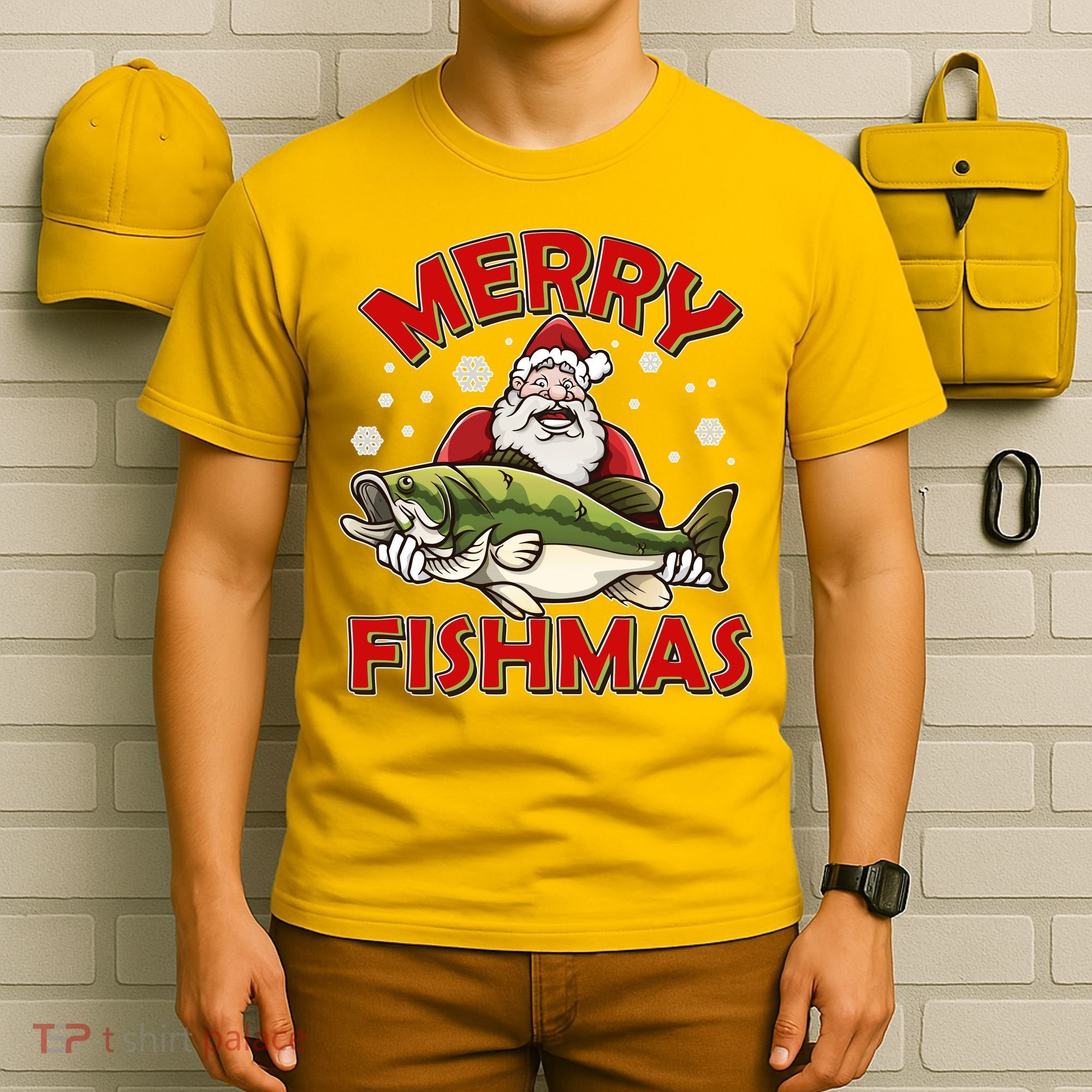 Merry Fishmas Christmas Fish Santa T-Shirt