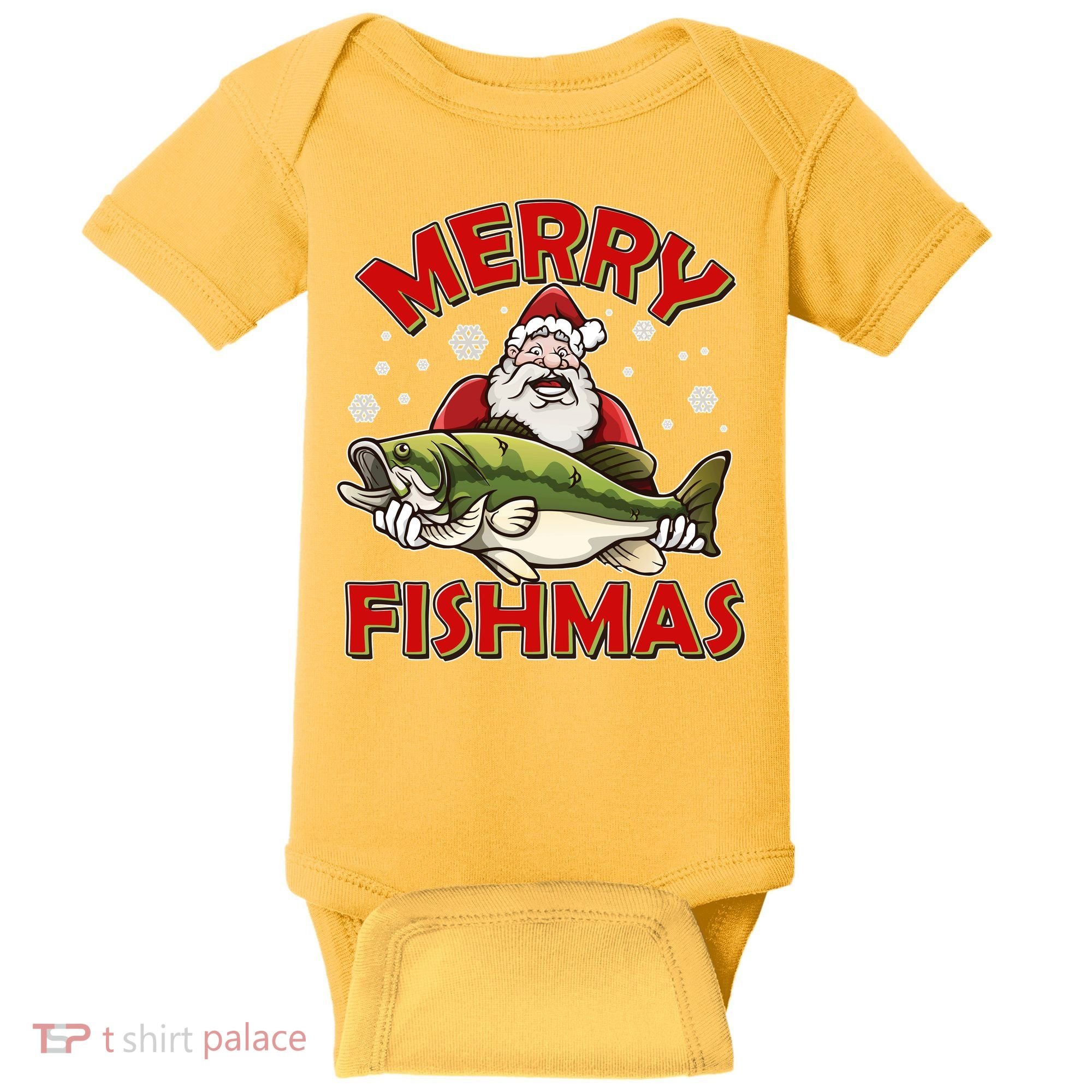 Merry Fishmas Christmas Fish Santa Baby Bodysuit