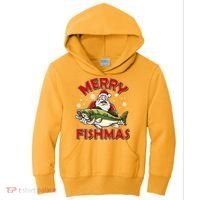 Merry Fishmas Christmas Fish Santa Kids Hoodie thumb 0