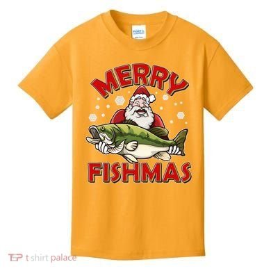 Merry Fishmas Christmas Fish Santa Kids T-Shirt