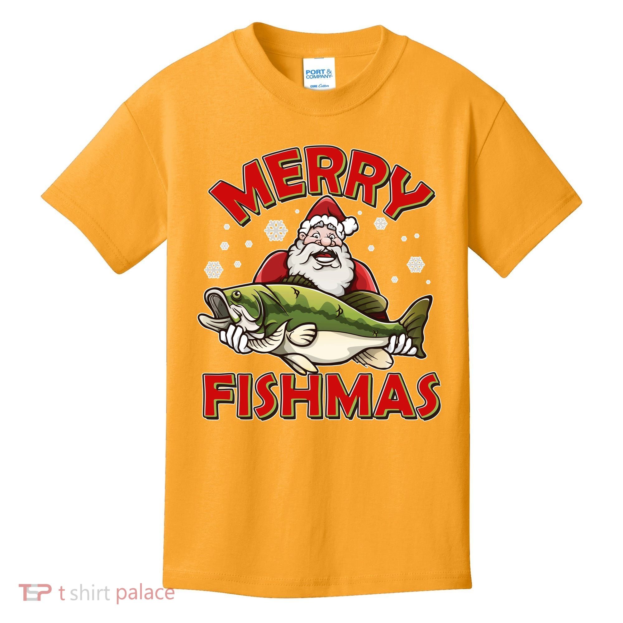 Merry Fishmas Christmas Fish Santa Kids T-Shirt