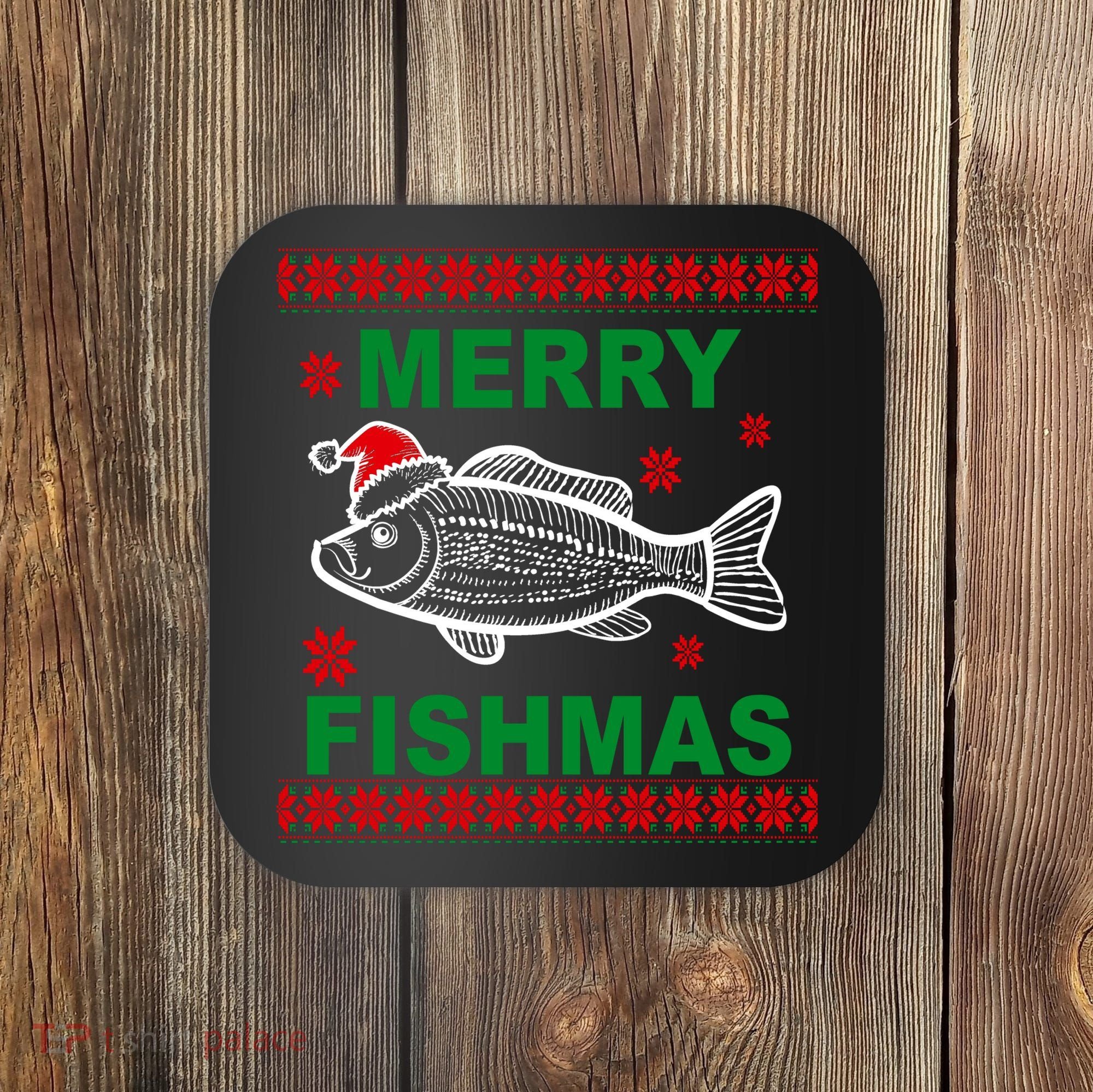 Merry Fishmas Ugly Christmas Coaster
