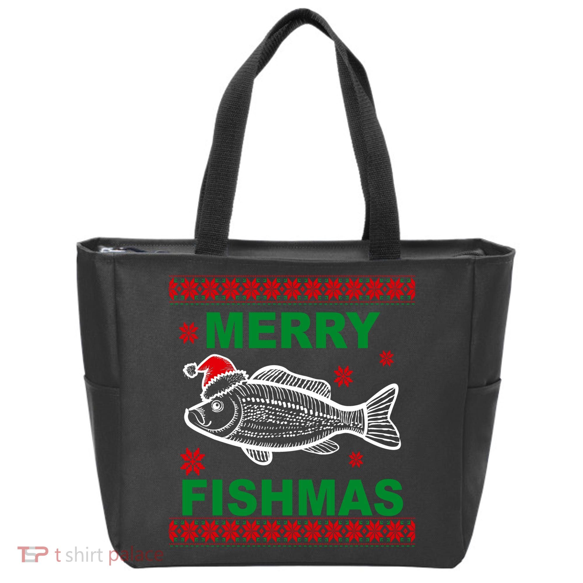Merry Fishmas Ugly Christmas Tote Bag