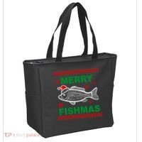 Merry Fishmas Ugly Christmas Tote Bag thumb 2