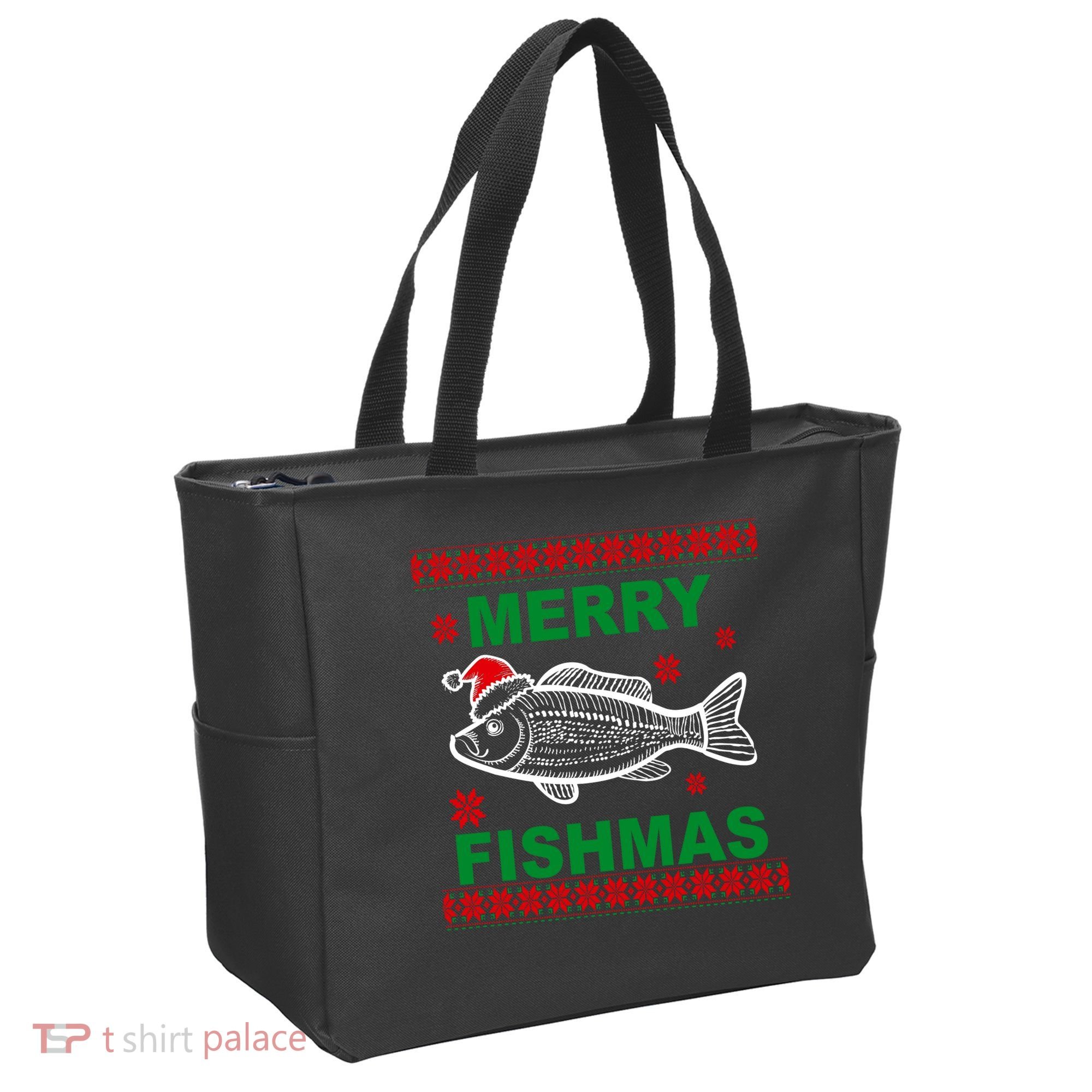 Merry Fishmas Ugly Christmas Tote Bag