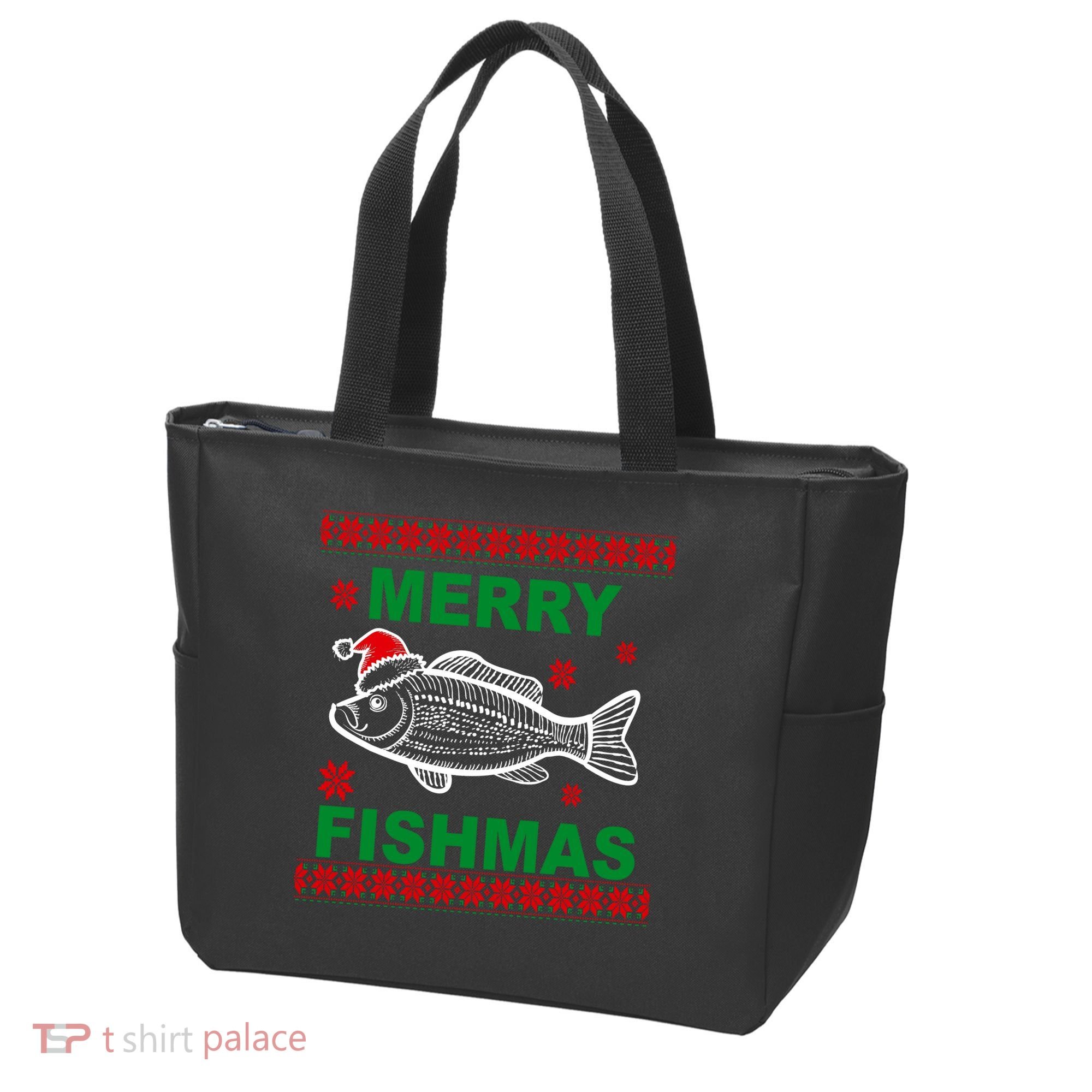 Merry Fishmas Ugly Christmas Tote Bag