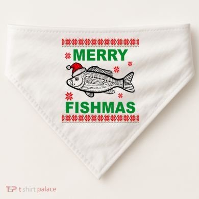 Merry Fishmas Ugly Christmas USA-Made Doggie Bandana