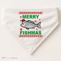Merry Fishmas Ugly Christmas USA-Made Doggie Bandana thumb 0