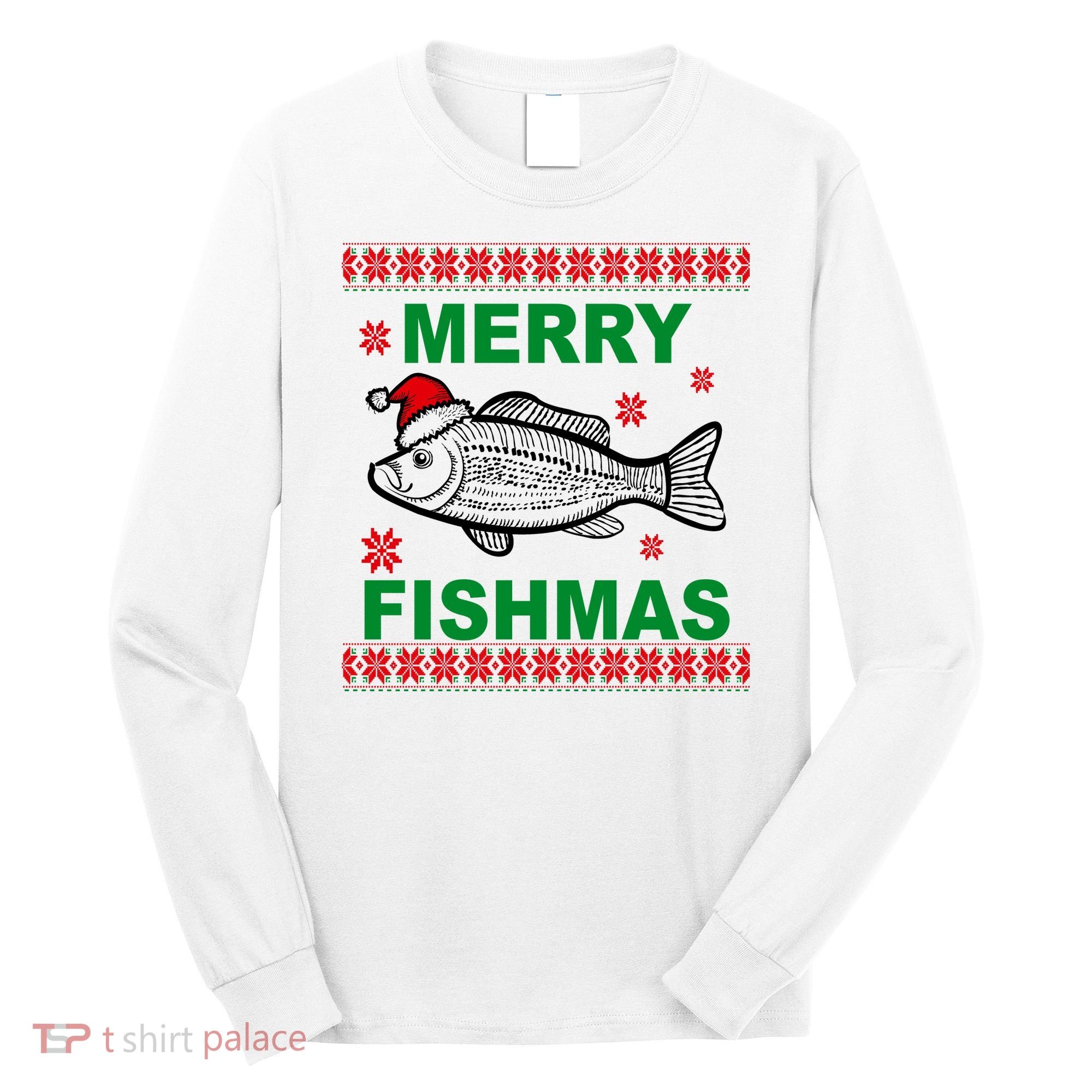 Merry Fishmas Ugly Christmas Long Sleeve Shirt