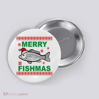 Merry Fishmas Ugly Christmas Button