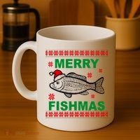 Merry Fishmas Ugly Christmas Coffee Mug thumb 4