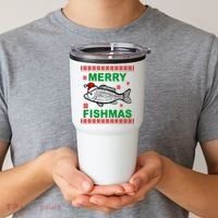 Merry Fishmas Ugly Christmas Tumbler thumb 2