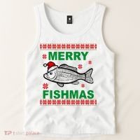 Merry Fishmas Ugly Christmas Tank Top thumb 2