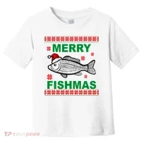 Merry Fishmas Ugly Christmas Toddler T-Shirt thumb 0