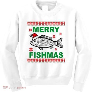 Merry Fishmas Ugly Christmas Kids Sweatshirt