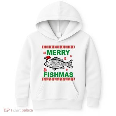 Merry Fishmas Ugly Christmas Kids Hoodie