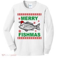 Merry Fishmas Ugly Christmas Kids Long Sleeve Shirt thumb 0