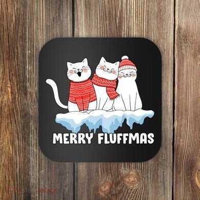 Merry Fluffmas Christmas Coaster