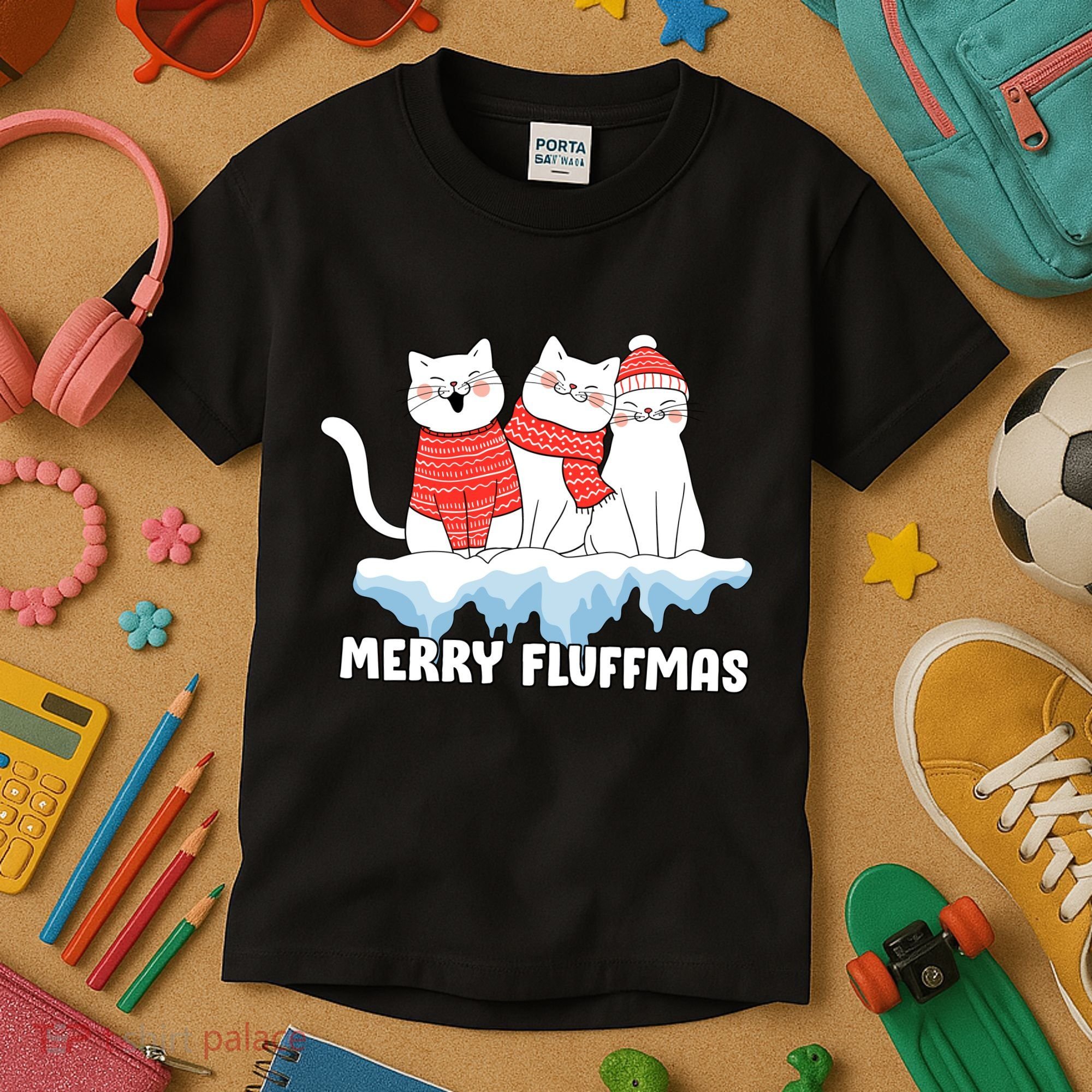 Merry Fluffmas Christmas Kids T-Shirt