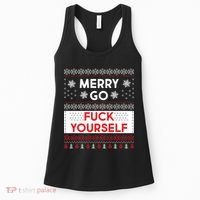 Merry Go F*ck Yourself Ugly Christmas Sweater Women's Tank Top thumb 0