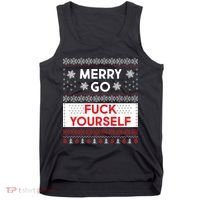 Merry Go F*ck Yourself Ugly Christmas Sweater Tank Top thumb 0