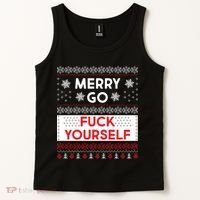 Merry Go F*ck Yourself Ugly Christmas Sweater Tank Top thumb 2