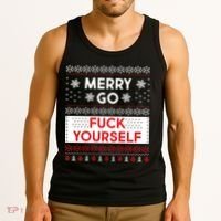 Merry Go F*ck Yourself Ugly Christmas Sweater Tank Top thumb 3
