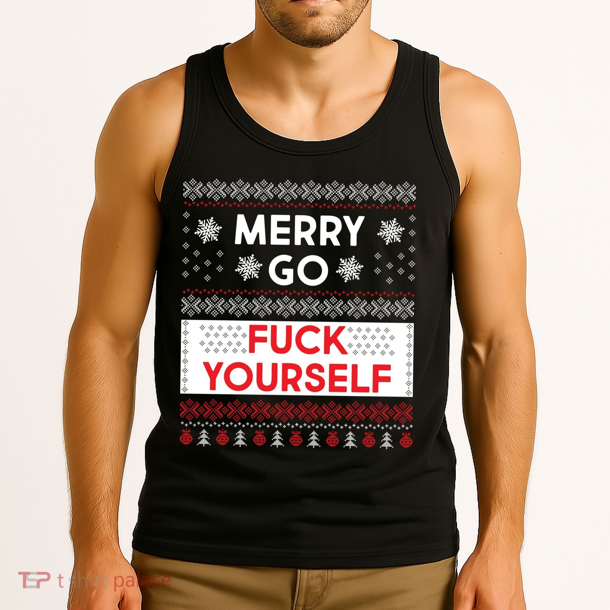 Merry Go F*ck Yourself Ugly Christmas Sweater Tank Top