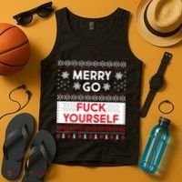 Merry Go F*ck Yourself Ugly Christmas Sweater Tank Top thumb 4