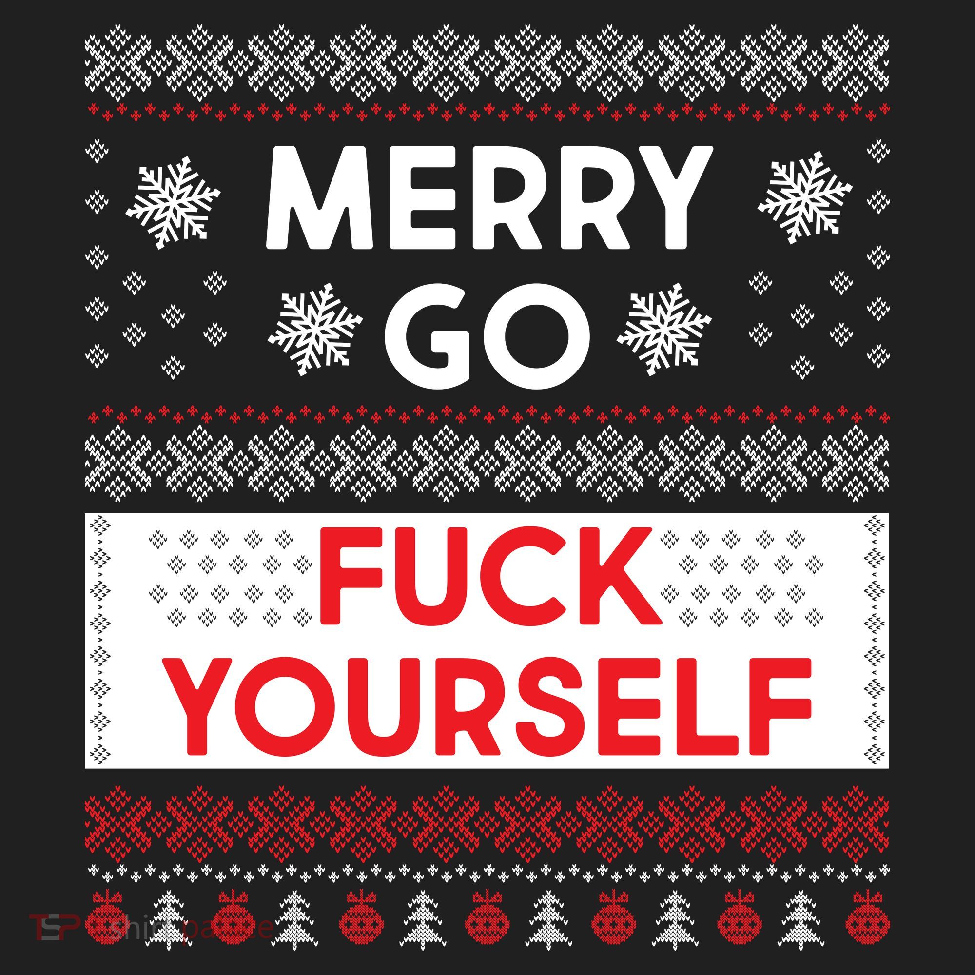 Merry Go F*ck Yourself Ugly Christmas Sweater Golf Towel